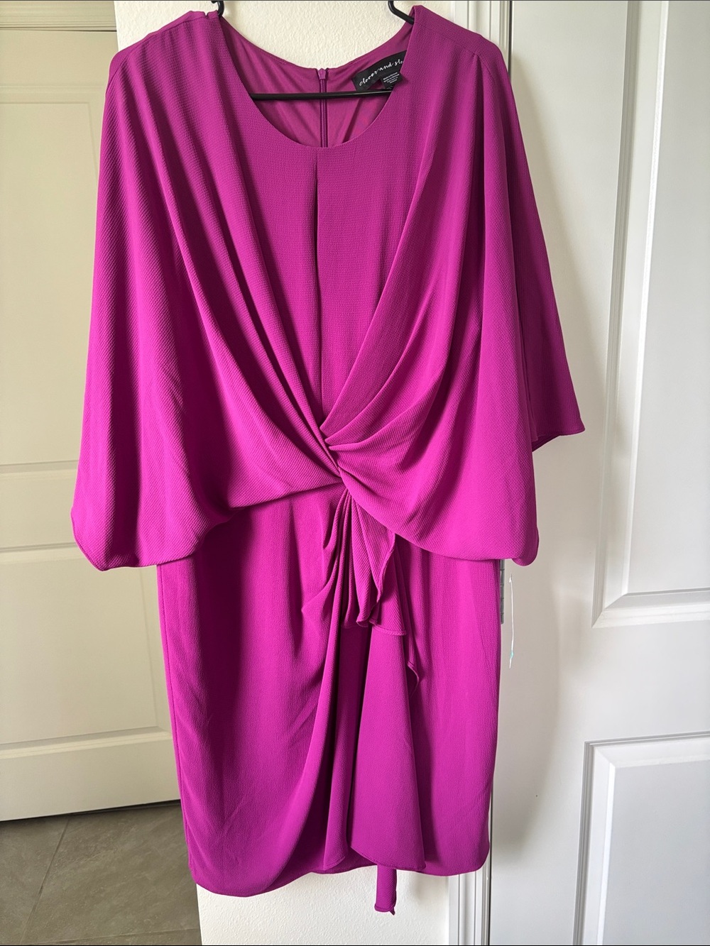 Lafayette 148 New York Magenta Knotted-Front Midi Dress